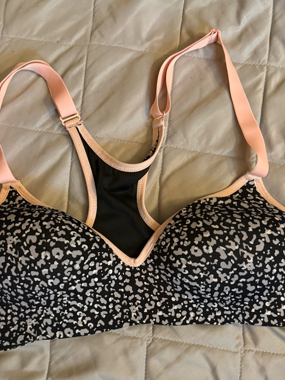 Pro Player Black and Pink Leopard Racerback Sports Bra